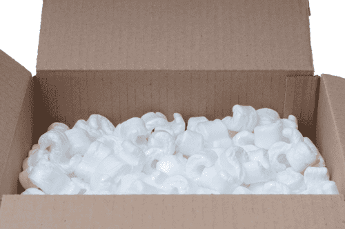 Box with packaging material
