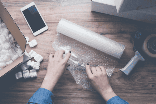 bubble wrapping glassware