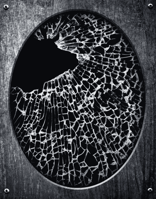 shattered oval mirror